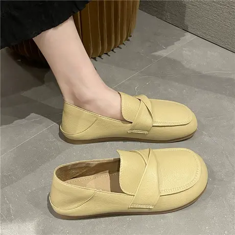 一脚蹬软底豆豆鞋女2023春秋新款开车单鞋方头休闲百搭上班工作鞋商品大图