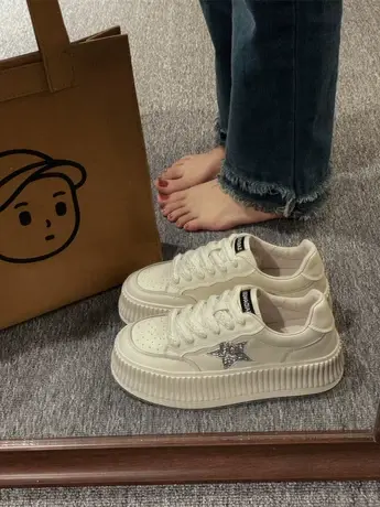 潮牌网红厚底小白鞋女2023秋季新款韩版时尚百搭休闲舒适运动板鞋商品大图