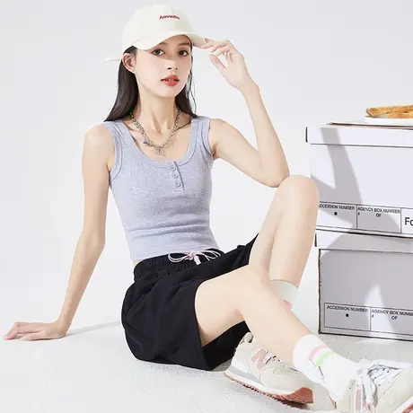 唐狮夏季针织净色打底背心女内搭小针织打底无袖上衣外穿白粉甜辣图片