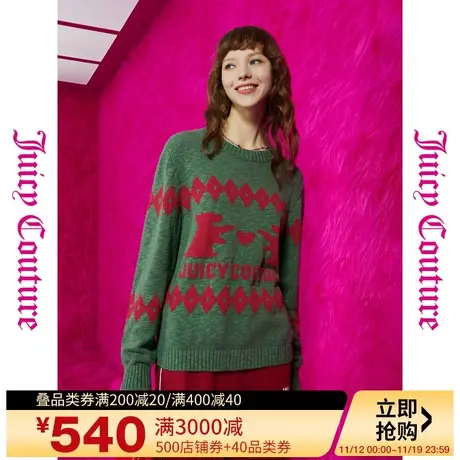 Juicy Couture橘滋23初秋冬新款节日惊喜logo提花女式毛衣图片