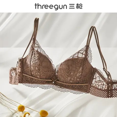 三枪文胸女聚拢显大无钢圈性感美背纯欲胸罩蕾丝春秋款舒适内衣女图片