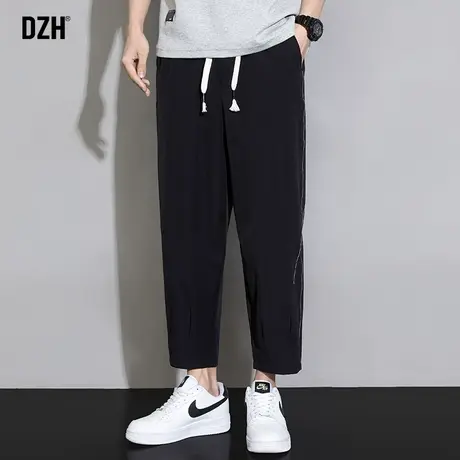 男士黑色夏季休闲裤男潮牌宽松休闲九分裤速干运动裤子2023年新款商品大图