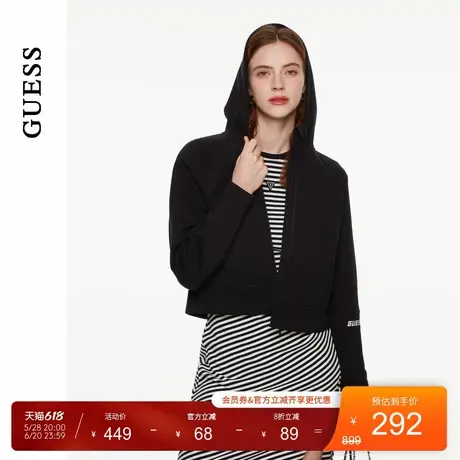 GUESS女士美式纯色休闲连帽短款外套-W4PP81K2Q45商品大图