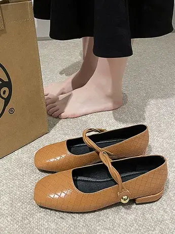复古玛丽珍鞋女2023秋季新款气质方头低跟鞋子配裙子法式晚风单鞋商品大图