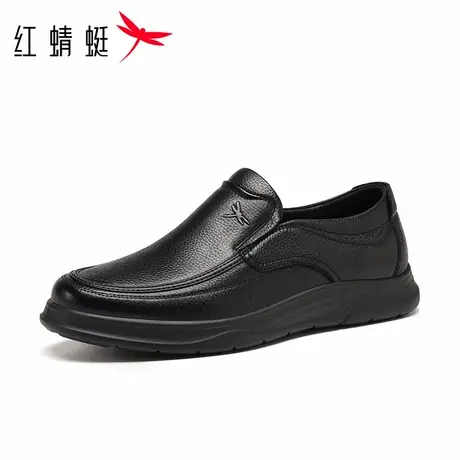 红蜻蜓男鞋秋季新款休闲皮鞋男士软底一脚蹬真皮鞋子男中年爸爸鞋商品大图