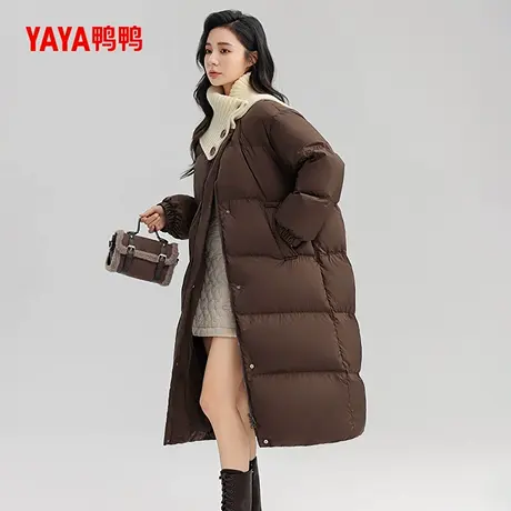 鸭鸭羽绒服女冬季新品中长款韩版加厚宽松直筒鸭绒保暖外套A商品大图