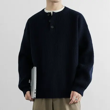 亨利领秋装毛衣男士2025新款青年高级感品质针织衫帅气上衣圆领潮商品大图