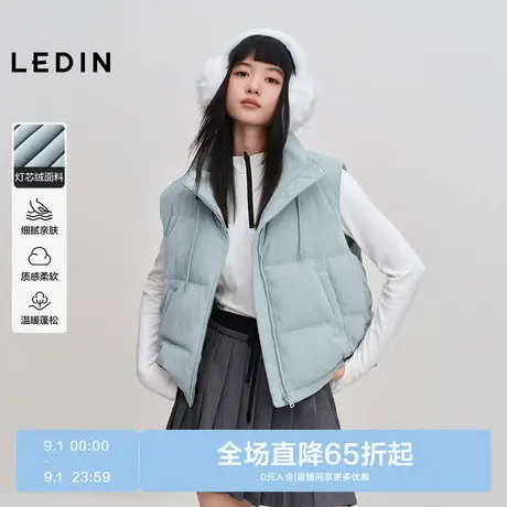 乐町灯芯绒面料羽绒马甲女装2025冬季新款简约短款背心羽绒服外穿商品大图