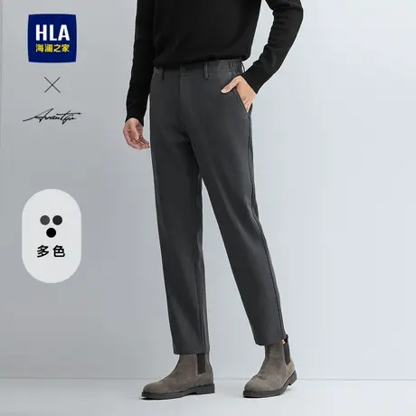 HLA/海澜之家轻商务时尚系列休闲裤24秋季新款微弹修身绣花裤子男图片