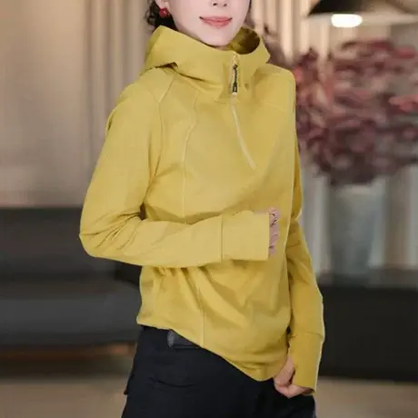 半高领拉链连帽卫衣女2025秋季新款小个子气质帽衫宽松外搭上衣潮商品大图