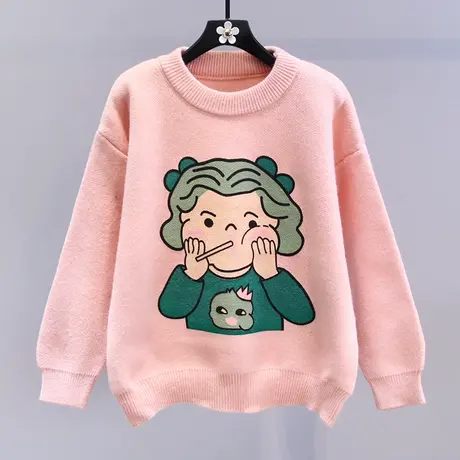日系甜美卡通软糯套头毛衣女秋冬2023新款宽松慵懒风减龄针织衫商品大图