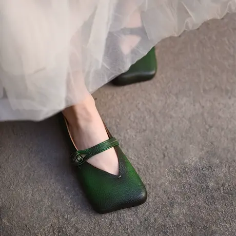 Artmu阿木原创方头平底单鞋女玛丽珍鞋浅口软底豆豆鞋2023新款图片