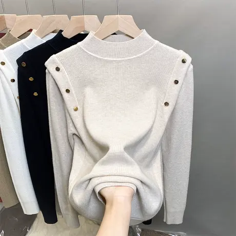 半高领毛衣女打底衫2023秋冬新款套头外穿针织衫内搭洋气上衣商品大图