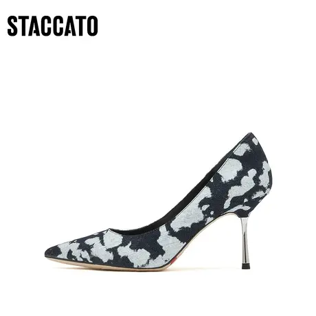 思加图新款复古气质尖头细高跟鞋通勤单鞋一脚蹬女鞋ED713AQ3图片