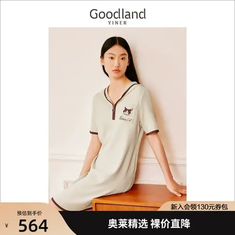 【赫本猫联名】音儿美地女装2023夏季新款时尚优雅连帽连衣裙图片