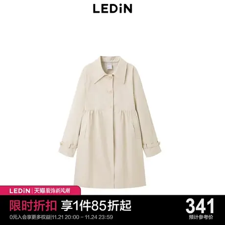乐町少女风衣2023秋季女装翻领白色风衣C2BEC3402图片