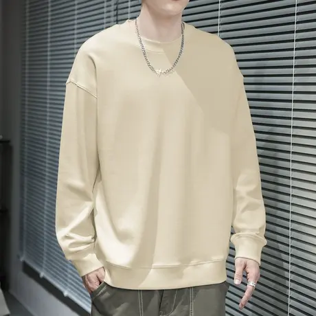 350g重磅卫衣男生春秋季长袖t恤套头无帽圆领纯色上衣服宽松潮流商品大图