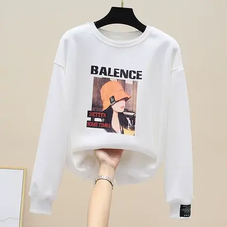 印花卫衣女士潮ins宽松韩版早春上衣2023新款时尚洋气设计感秋装商品大图