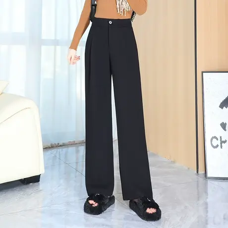 时尚毛呢西装裤阔腿裤女秋冬2023新款宽松垂感通勤长裤显瘦休闲裤商品大图