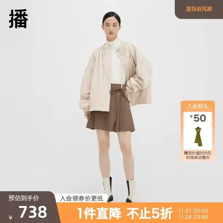 播抽皱圆领夹带抽绳 棉衣DDQ4PD5560图片