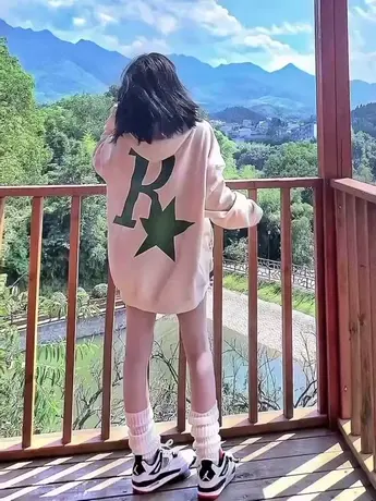 国潮美式高街hiphop大码连帽卫衣女春秋加绒外套ins宽松百搭上衣商品大图