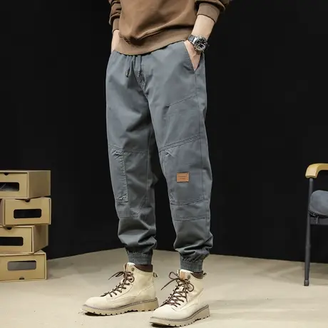 美式拼接工装裤男士春季2024新款潮牌束脚男裤宽松大码男款休闲裤商品大图