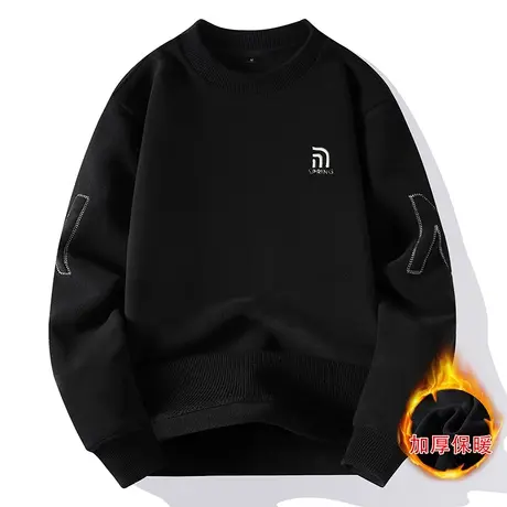 情侣加绒卫衣男潮流加厚奥粒绒保暖上衣秋冬男生休闲双面绒打底衫商品大图