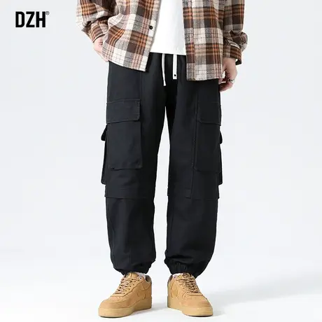 男士黑色束脚工装裤男潮牌春夏美式多口袋裤子2023年新款休闲长裤商品大图