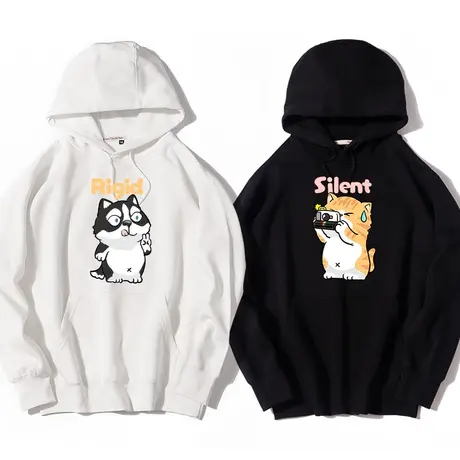 秀洛拍照打卡橘猫猫狗狗二哈哈士奇衣服卡通情侣装连帽卫衣男外套商品大图