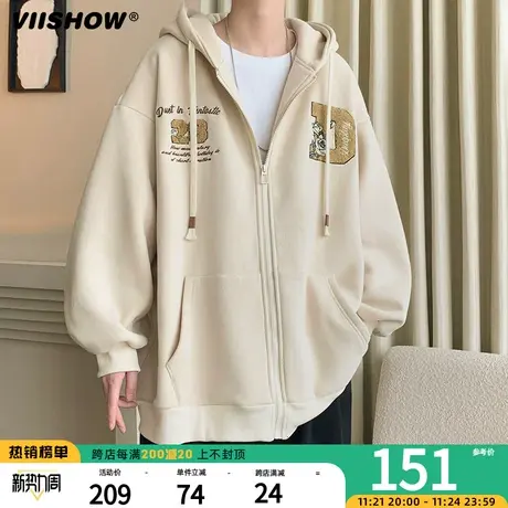 VIISHOW连帽卫衣男士春秋季ins开衫卫衣日系cityboy运动休闲外套商品大图