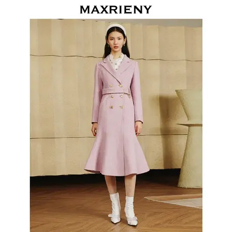 MAXRIENY减龄复古毛呢外套秋冬宽松气质双面大衣商品大图