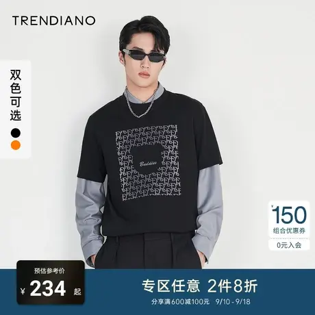TRENDIANO官方潮牌男装秋季新款立体小熊圆领短袖T恤男士上衣商品大图