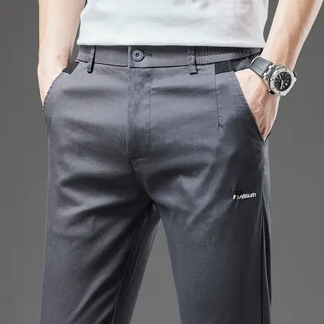 夏季薄款商务修身西裤男士小直筒冰丝休闲长裤子男裤正装西装西服商品大图