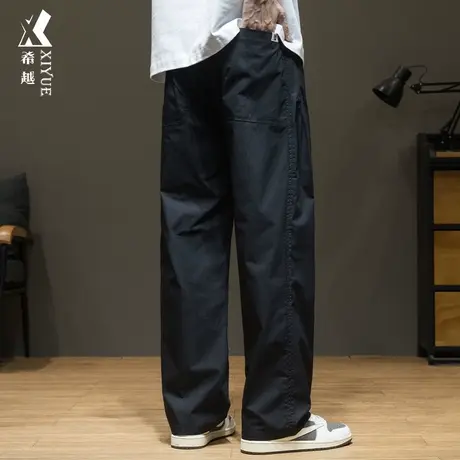 休闲裤子男薄款黑色高个子直筒裤男士夏季2025新款宽松大码伞兵裤商品大图