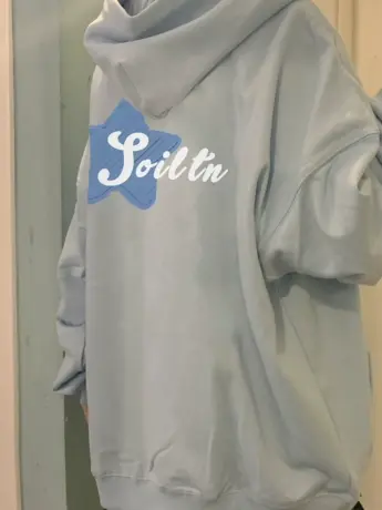 蓝色卫衣女2024新款外套秋冬连帽宽松小个子小众设计感慵懒风上衣商品大图