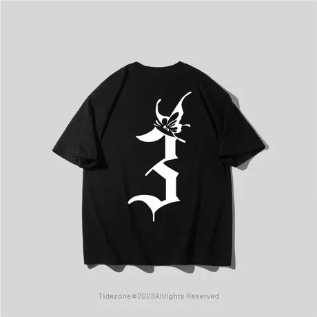 Ohlyah基础背后大logo印花短袖T恤男潮牌宽松圆领上衣情侣学生装商品大图