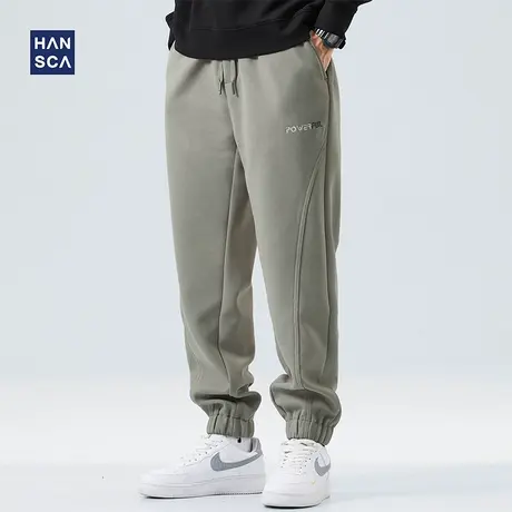 hansca卫裤男秋冬款潮牌宽松束脚潮流运动加厚大码华夫格休闲长裤商品大图