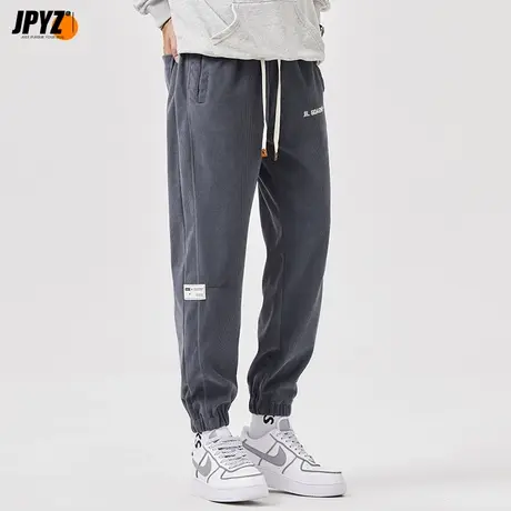 灯芯绒裤子男秋冬季刺绣高街潮运动百搭直筒宽松潮牌垂感休闲长裤商品大图