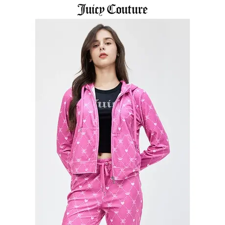 Juicy Couture橘滋外套女春季新款美式满印烫钻丝绒天鹅绒夹克商品大图