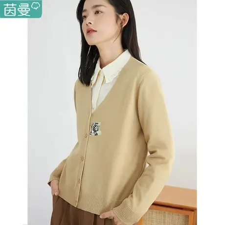 茵曼旗舰店秋季开衫法式上衣长袖针织衫女薄款气质2022新款奶奶衫图片