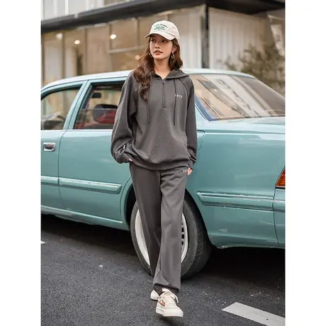 miu系薄绒运动卫衣长裤休闲两件套商品大图