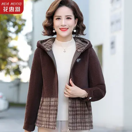 中年妈妈秋冬装连帽外套洋气春秋上衣套装中老年人女冬款2022新款图片