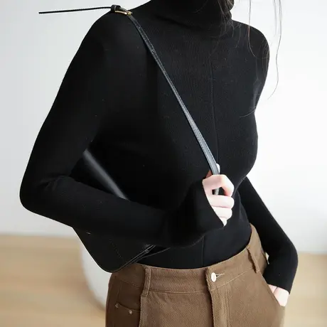 2022秋冬新款套头1OO羊毛针织衫女修身打底衫内搭气质上衣商品大图