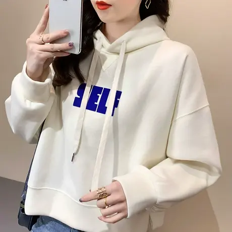 秋季韩版宽松连帽卫衣女2023年新款秋季爆款短款外套上衣女设计感商品大图