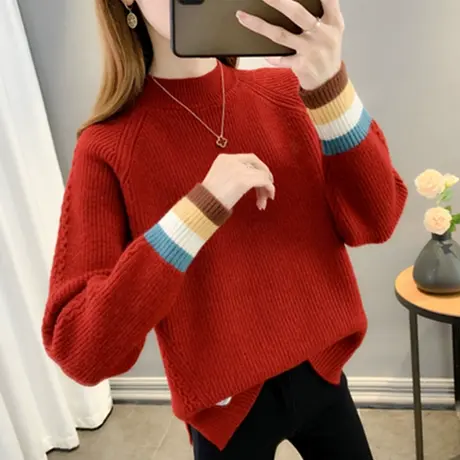 红色毛衣新款2022爆款时尚洋气虎年本命新年衣服冬季毛衣女秋冬厚商品大图