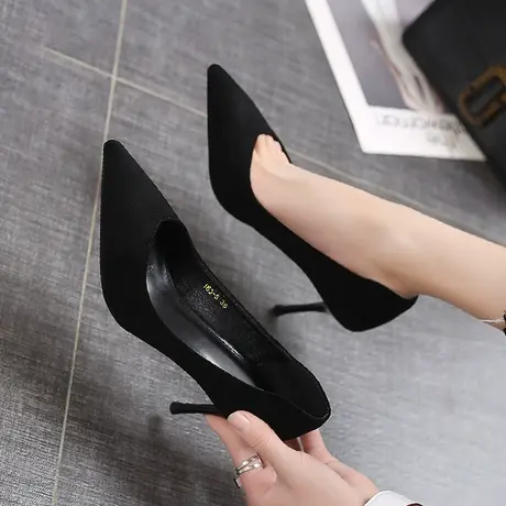 尖头高跟鞋女细跟中跟低跟职业工作鞋2020春季新款百搭网红女鞋子商品大图