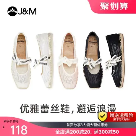 jm快乐玛丽2020夏季新款蝴蝶结一脚蹬小白鞋帆布鞋女平底凉鞋图片