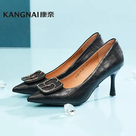 康奈女鞋时尚都市百搭春秋尖头高跟小皮鞋简约气质通勤时尚高跟鞋商品大图