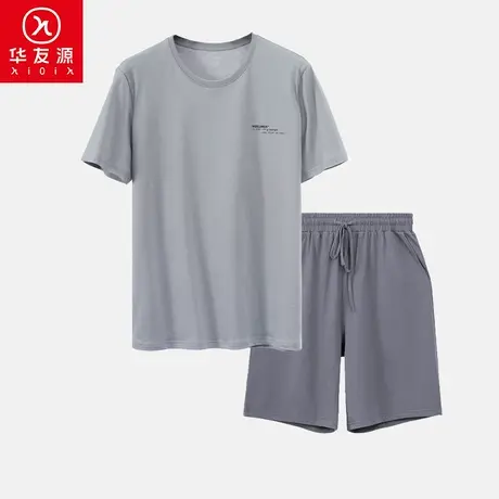 华友源男士夏季短袖睡衣大码宽松爸爸可外穿家居服中老年人棉内衣图片