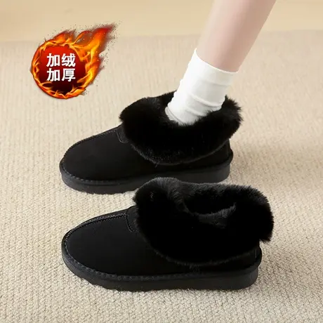 老北京布鞋女加绒棉鞋冬季一脚蹬外穿防滑孕妇鞋子保暖妈妈雪地靴商品大图